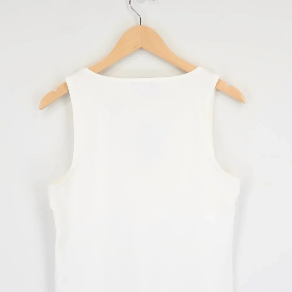 NWT J.Crew Stretch Cotton-Blend V-Neck Tank Top In White Size Medium - Picture 5 of 8